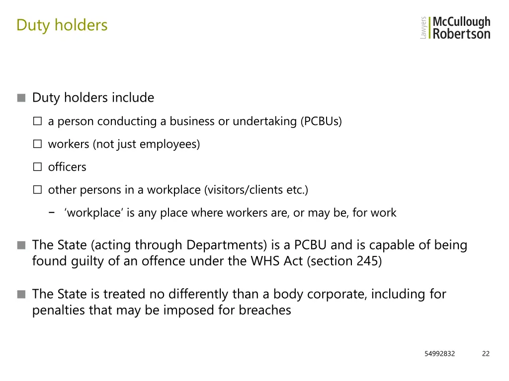 duty holders