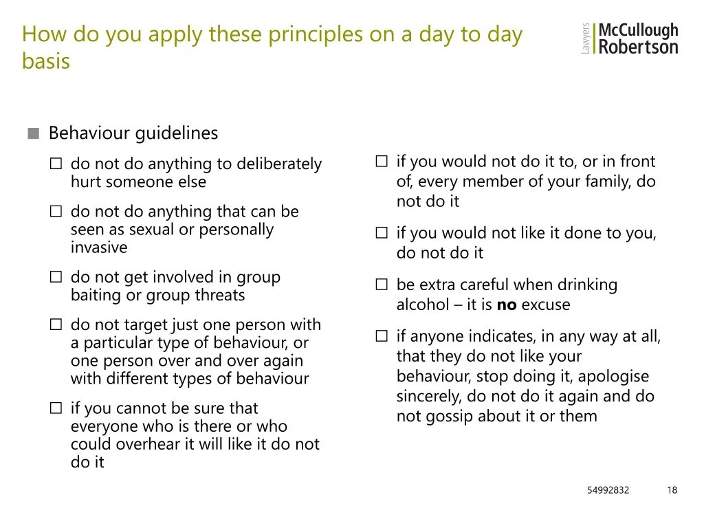 how do you apply these principles