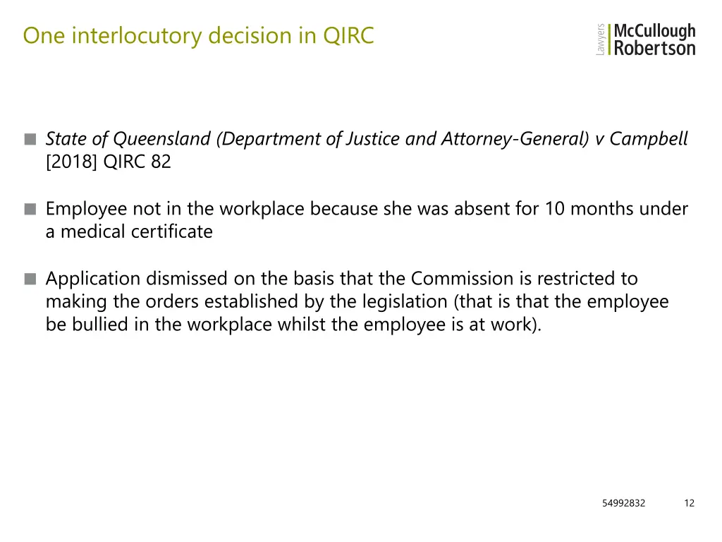 one interlocutory decision in qirc