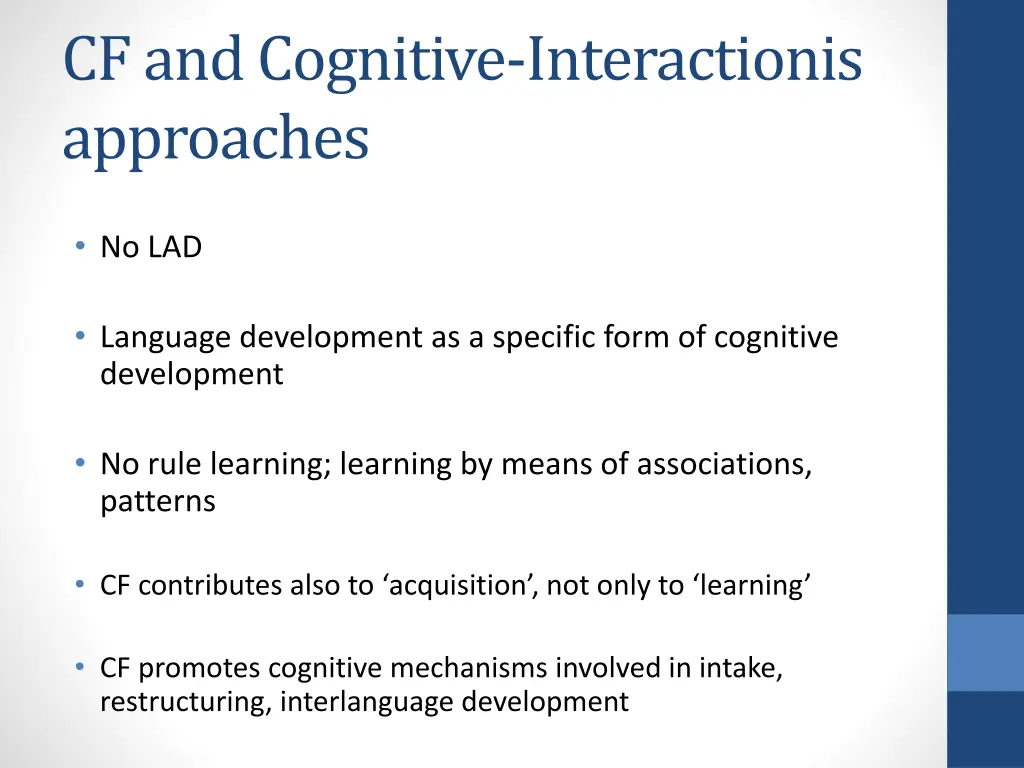 cf and cognitive interactionis approaches