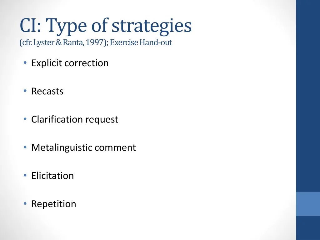 ci type of strategies cfr lyster ranta 1997