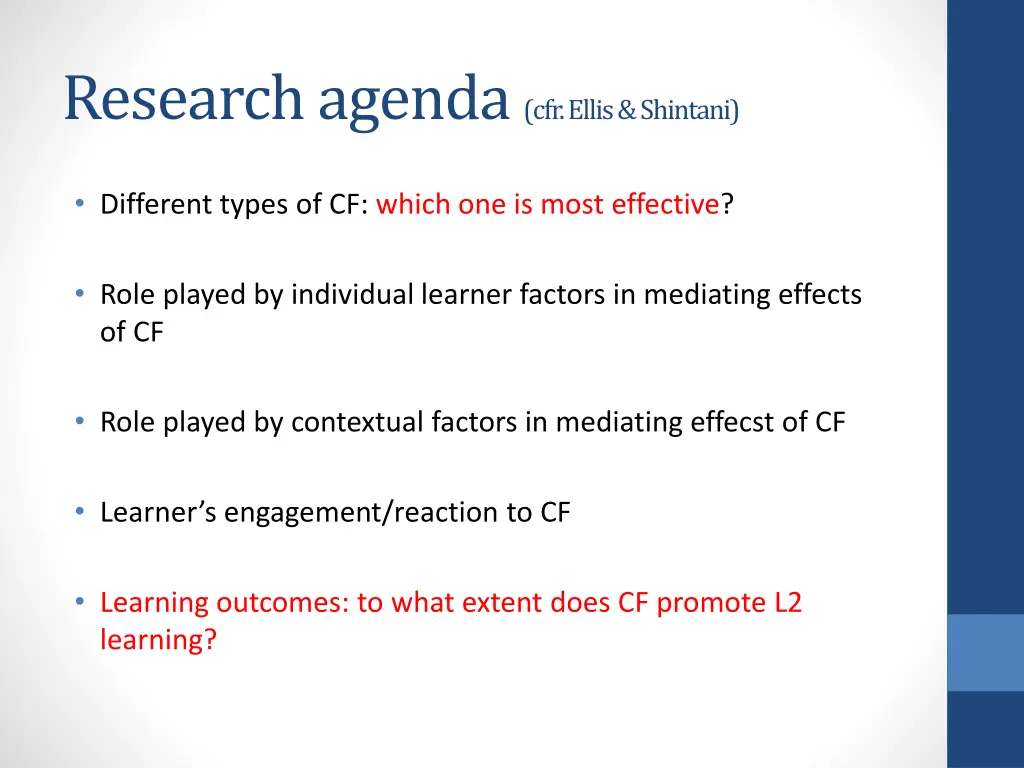 research agenda cfr ellis shintani