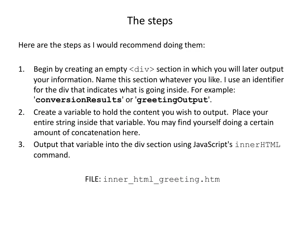 the steps