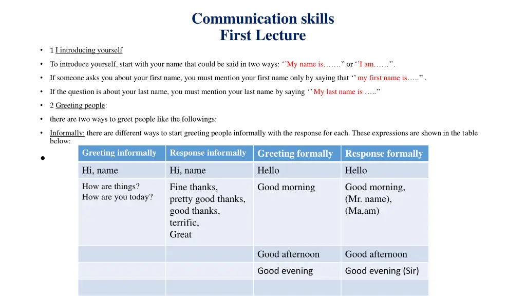 communication skills first lecture