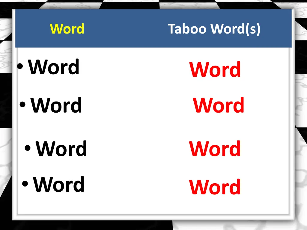 word taboo word s 1