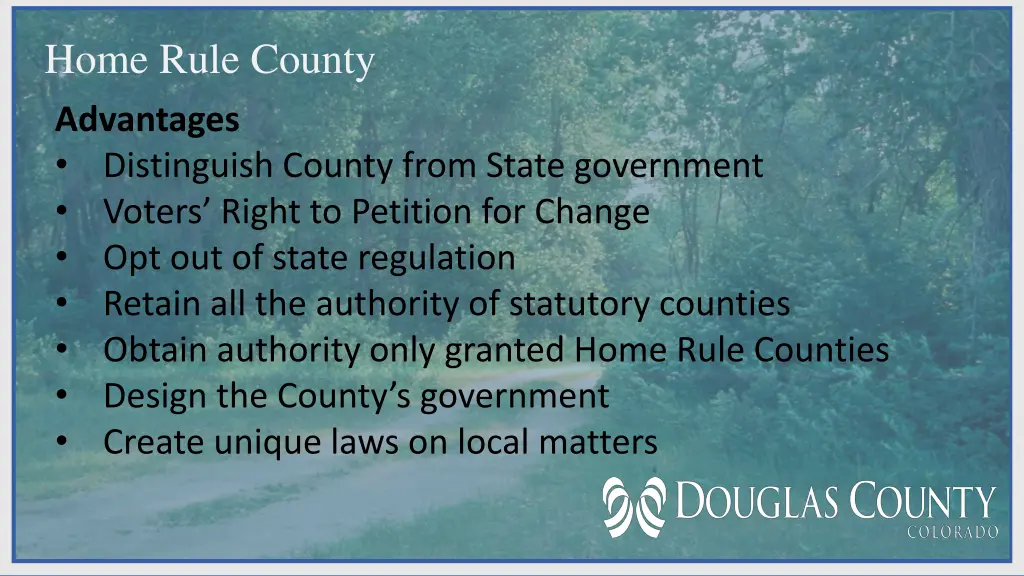 home rule county advantages distinguish county