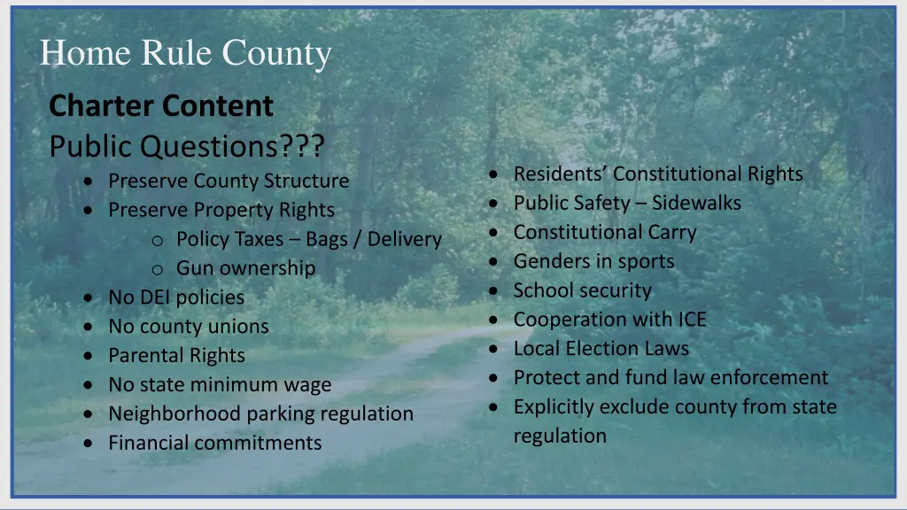 home rule county charter content public questions