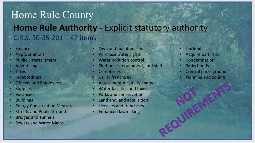 home rule county home rule authority explicit 1