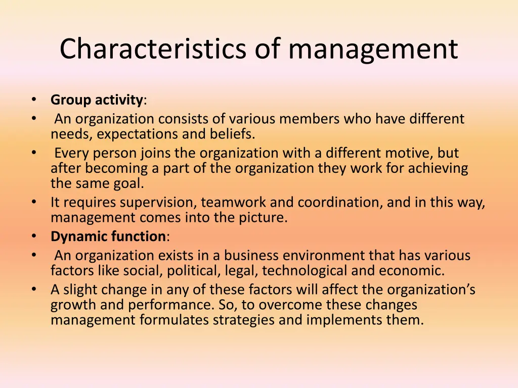characteristics of management 2