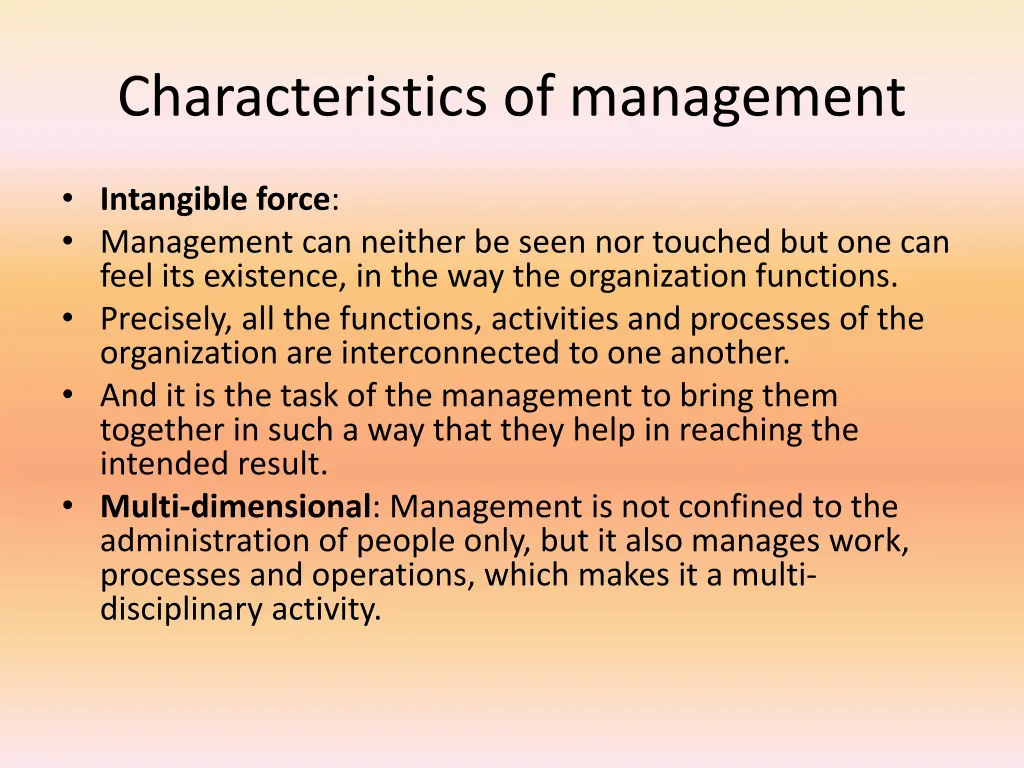 characteristics of management 3