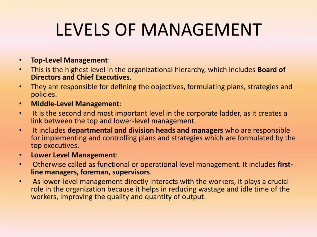 levels of management