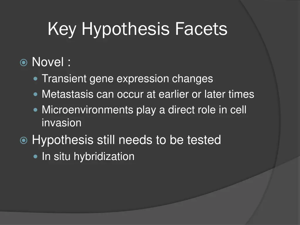 key hypothesis facets