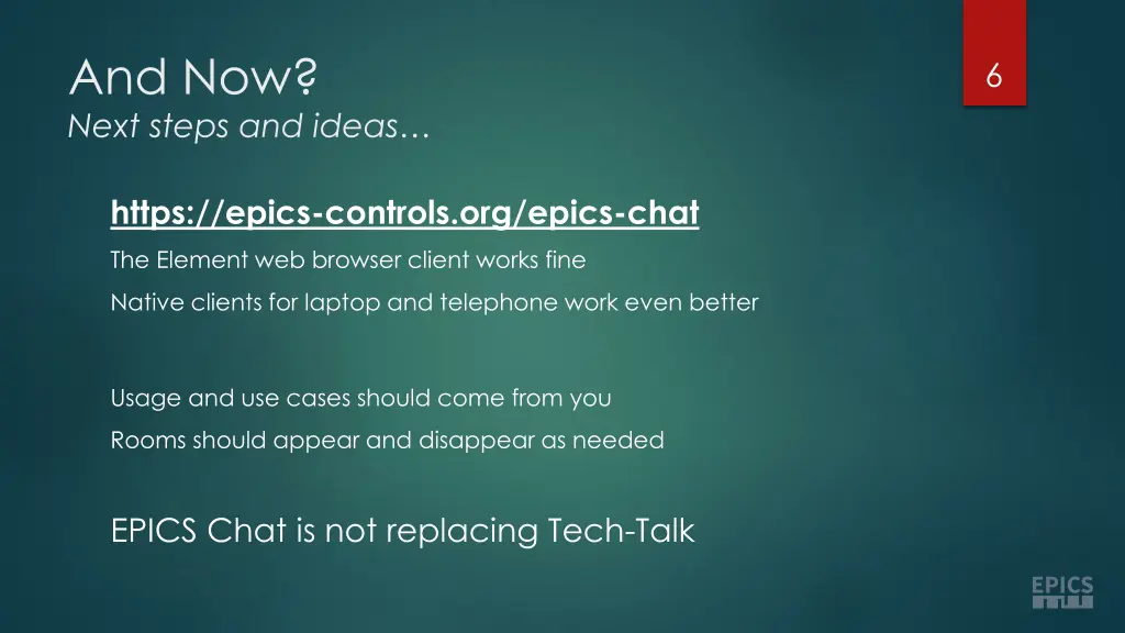 and now next steps and ideas