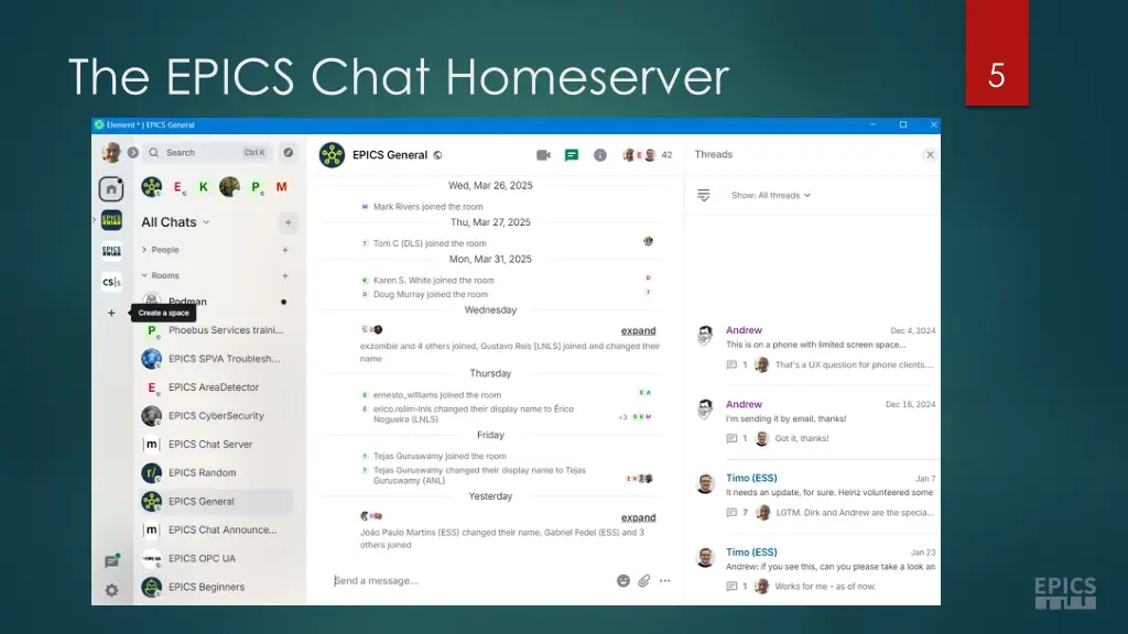 the epics chat homeserver
