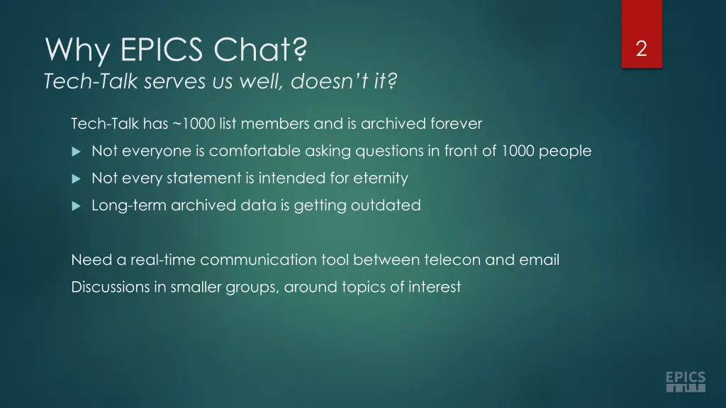 why epics chat tech talk serves us well doesn t it
