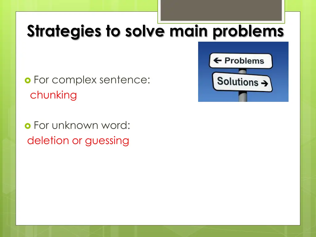 strategies to solve main problems