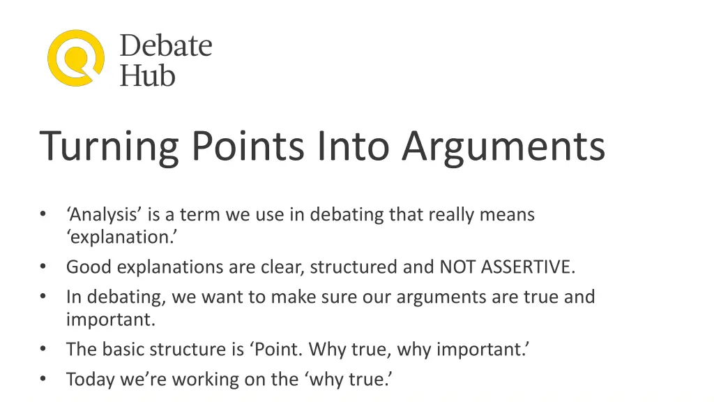 turning points into arguments