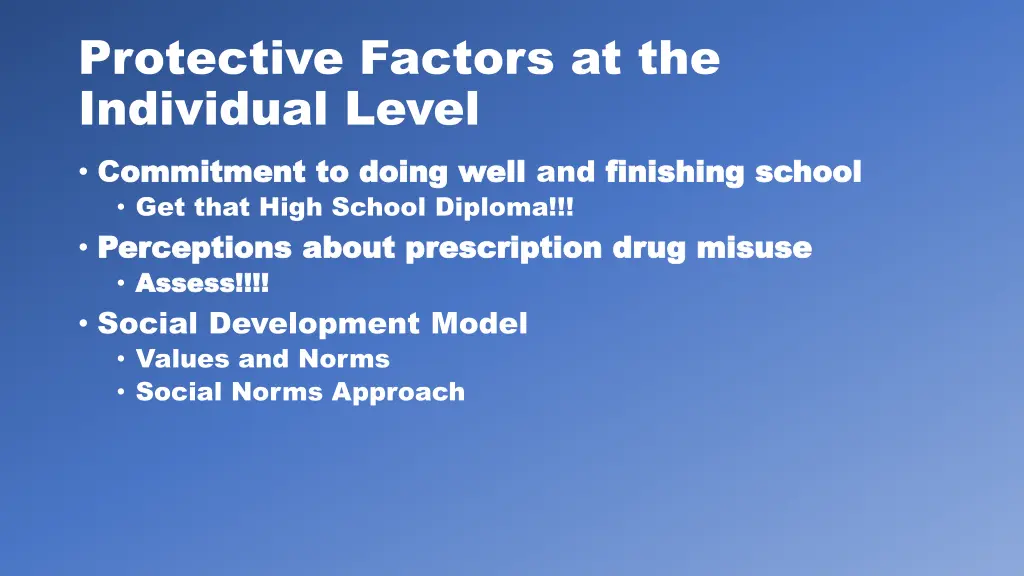 protective factors at the individual level