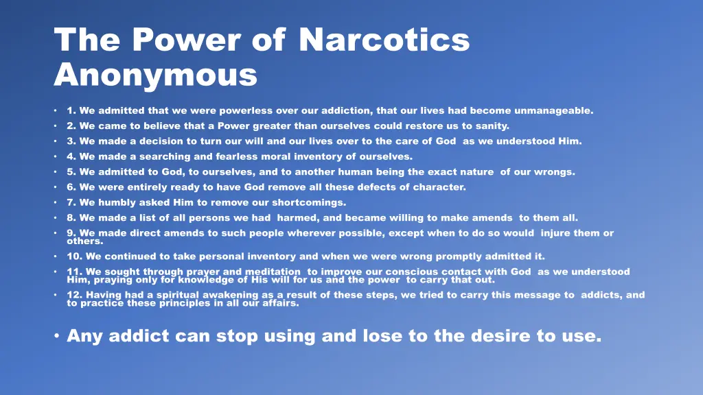 the power of narcotics anonymous