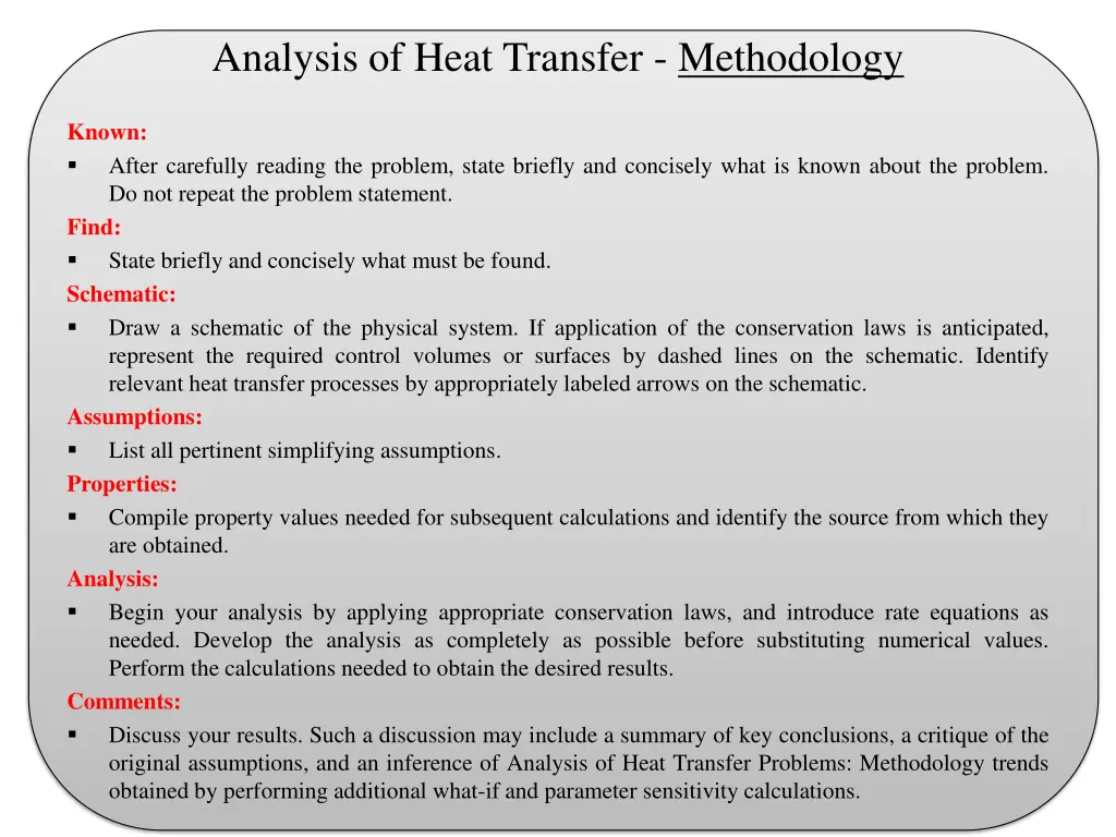 analysis of heat transfer methodology