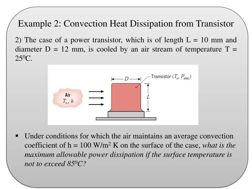 example 2 convection heat dissipation from