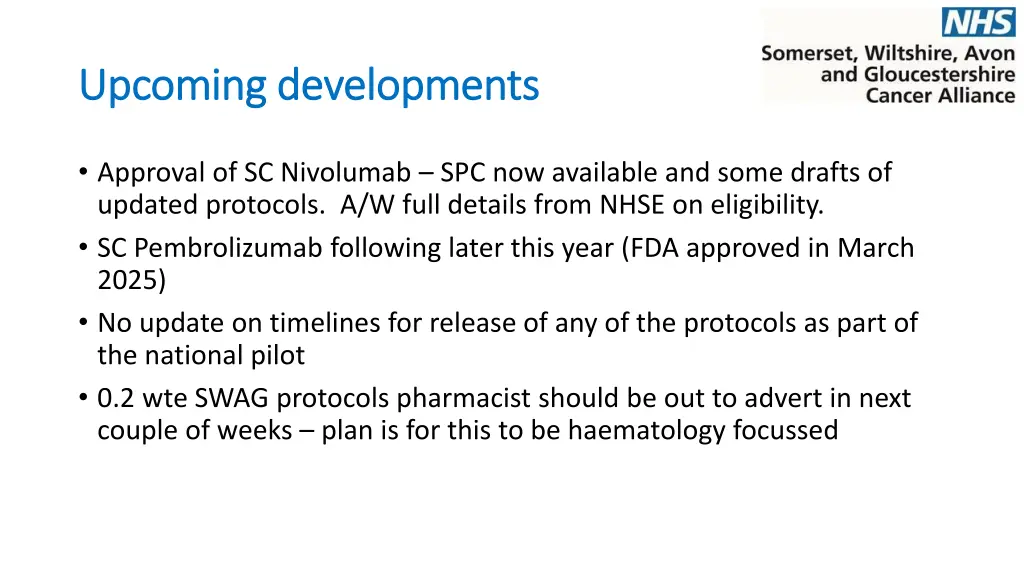 upcoming developments upcoming developments