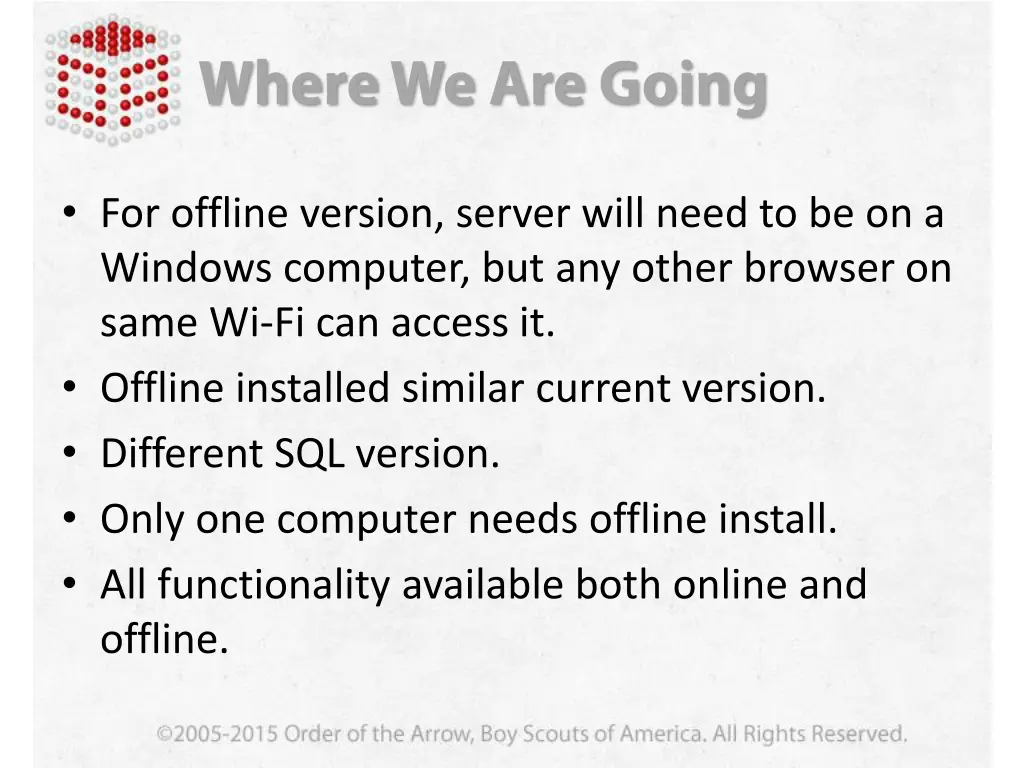 for offline version server will need