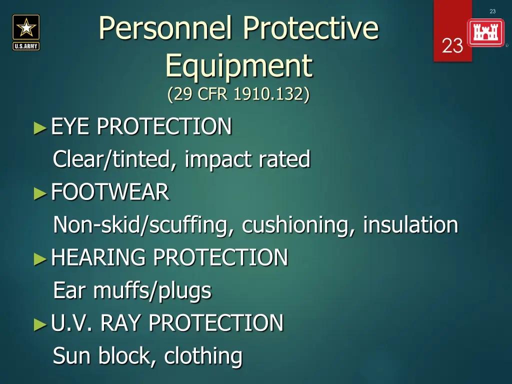 personnel protective equipment 29 cfr 1910