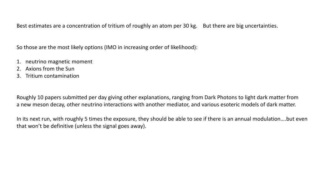 best estimates are a concentration of tritium