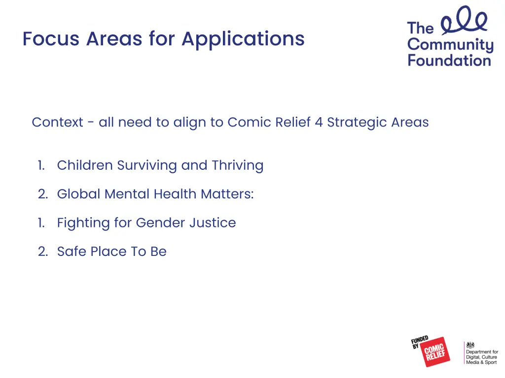 focus areas for applications