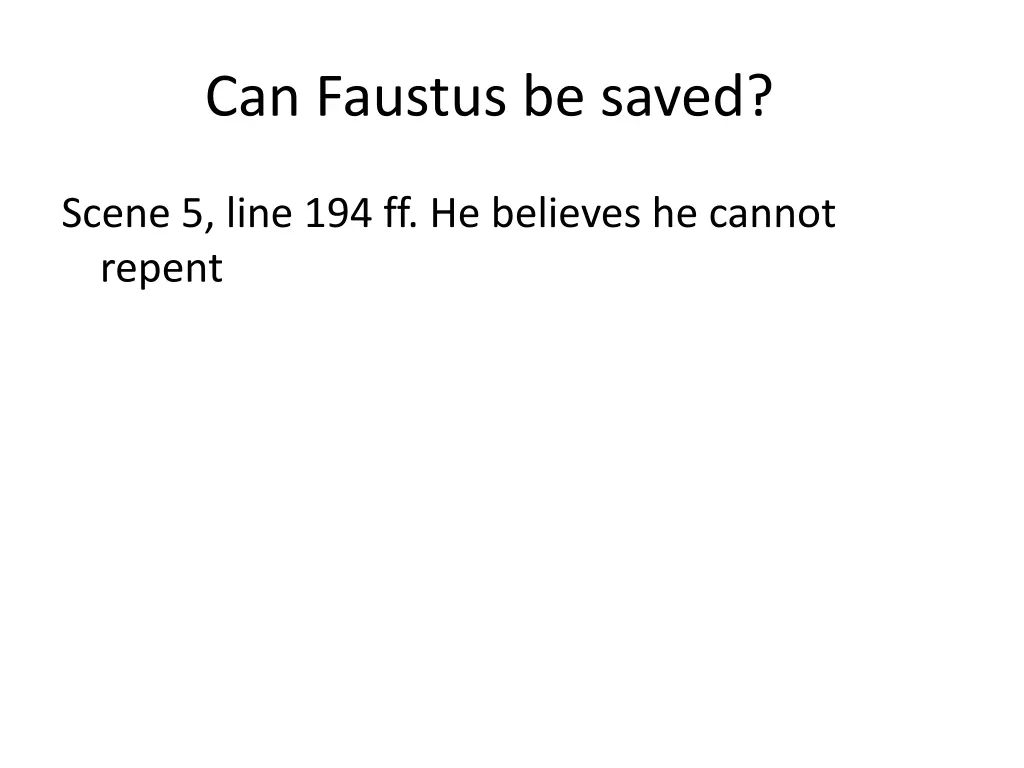 can faustus be saved
