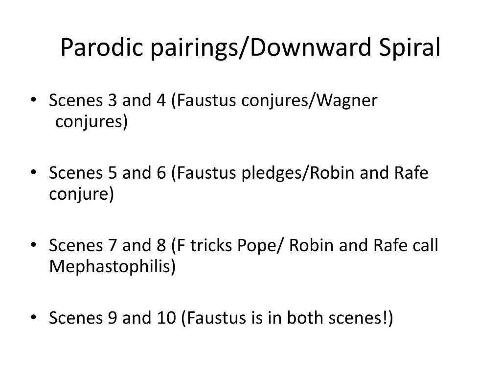 parodic pairings downward spiral