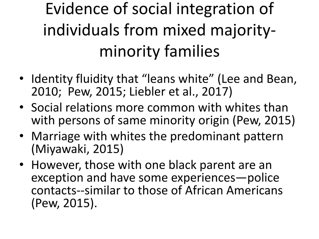 evidence of social integration of individuals