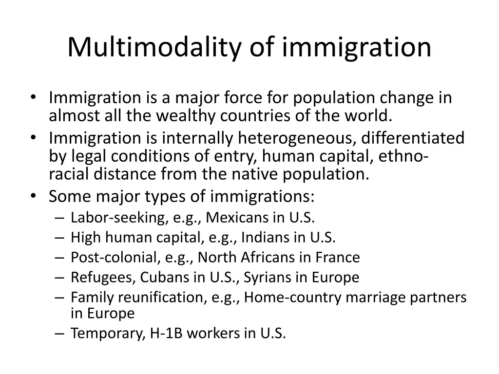 multimodality of immigration