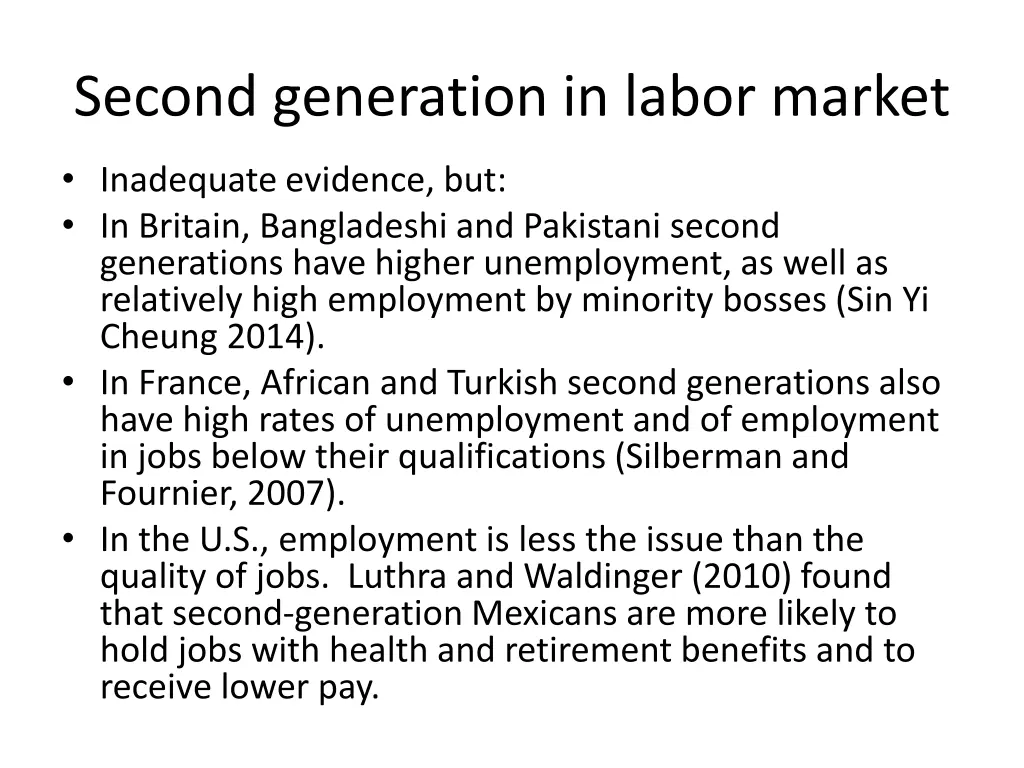 second generation in labor market