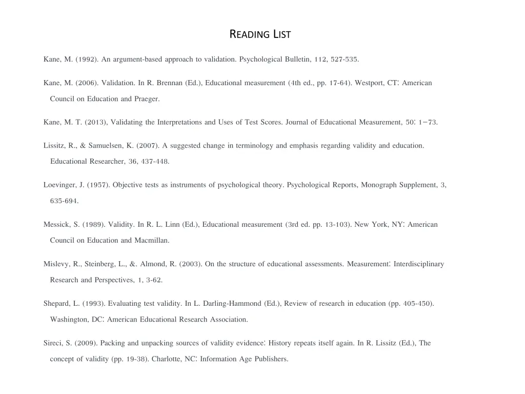 r eading l ist 1