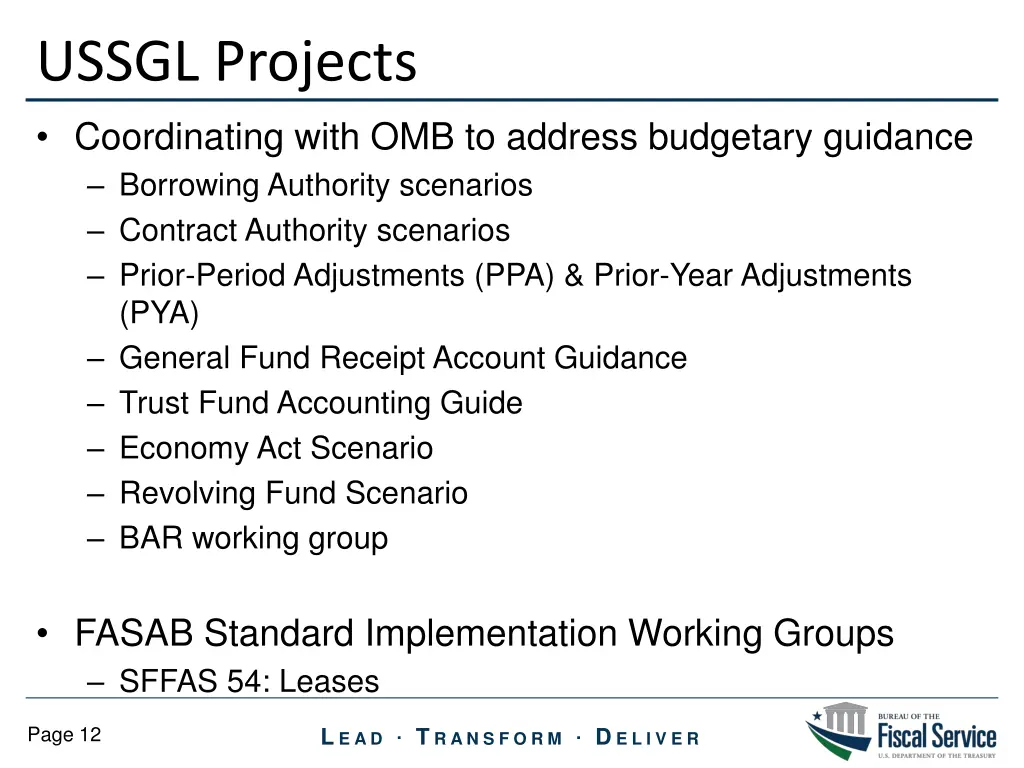 ussgl projects