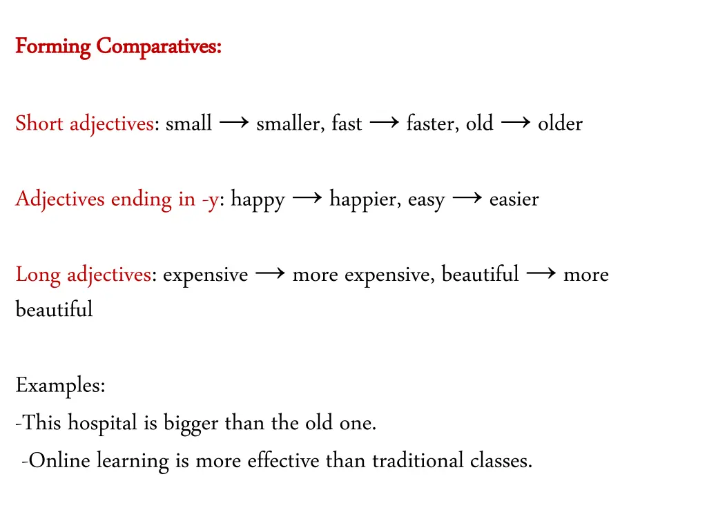 forming comparatives forming comparatives
