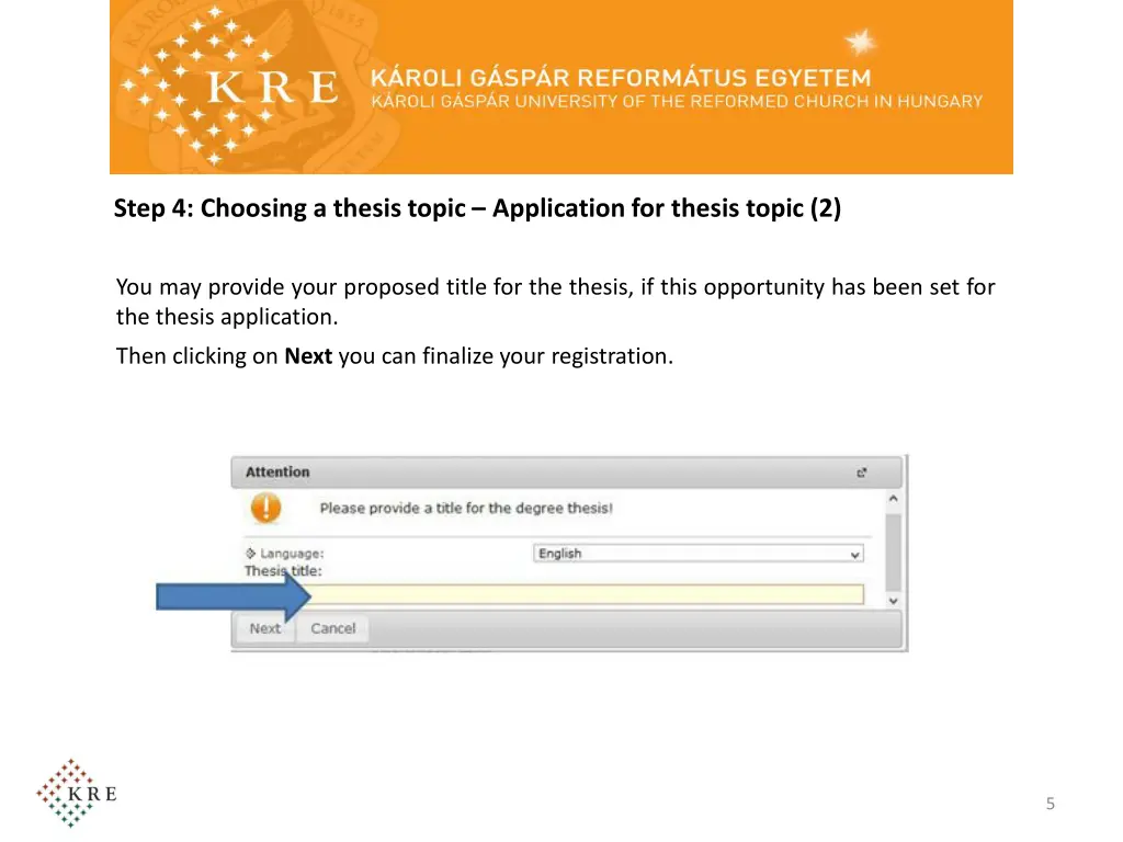 step 4 choosing a thesis topic application