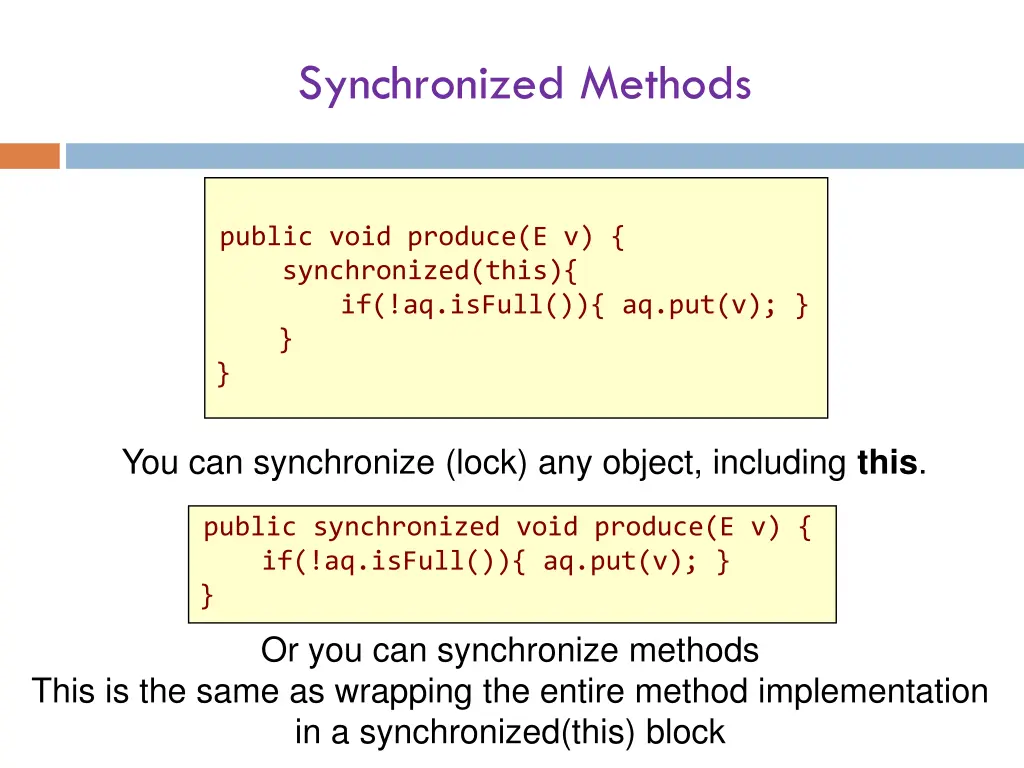 synchronized methods