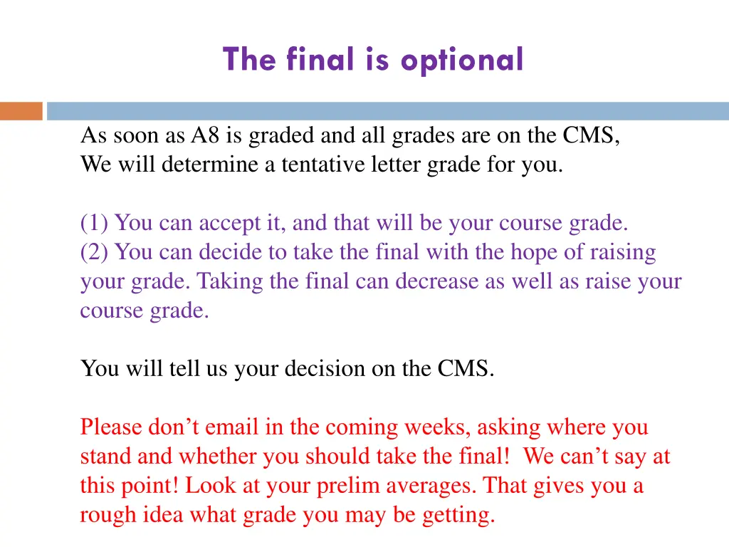 the final is optional