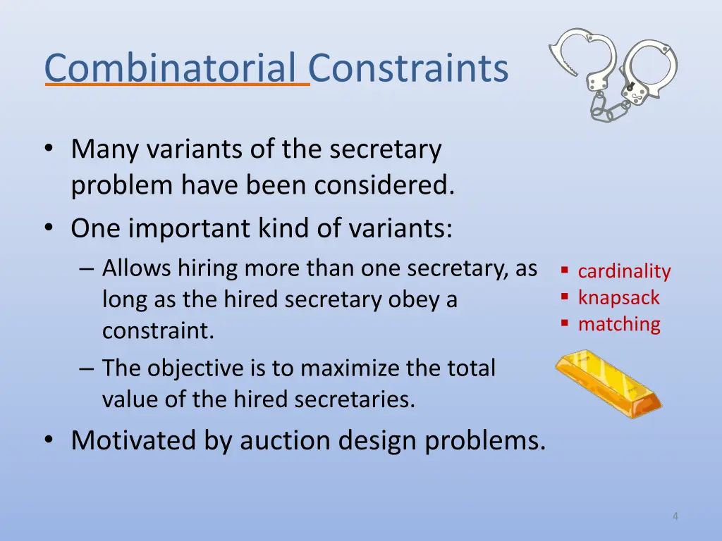 combinatorial constraints