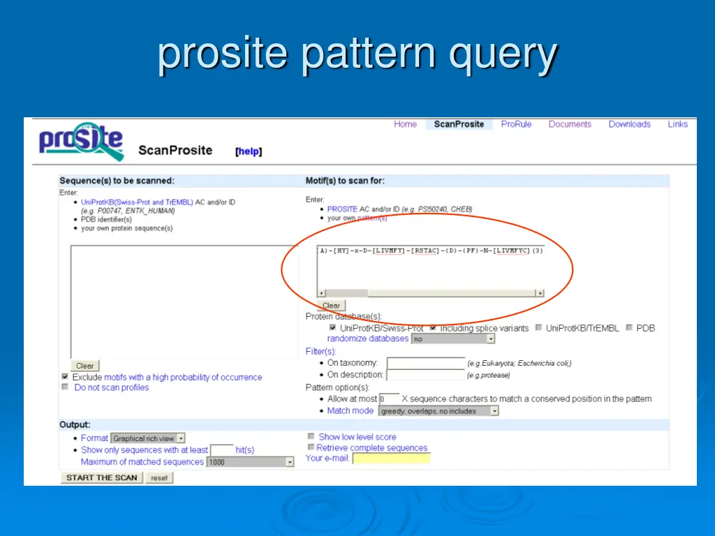 prosite pattern query