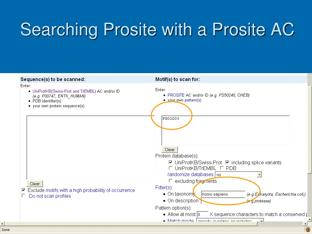 searching prosite with a prosite ac
