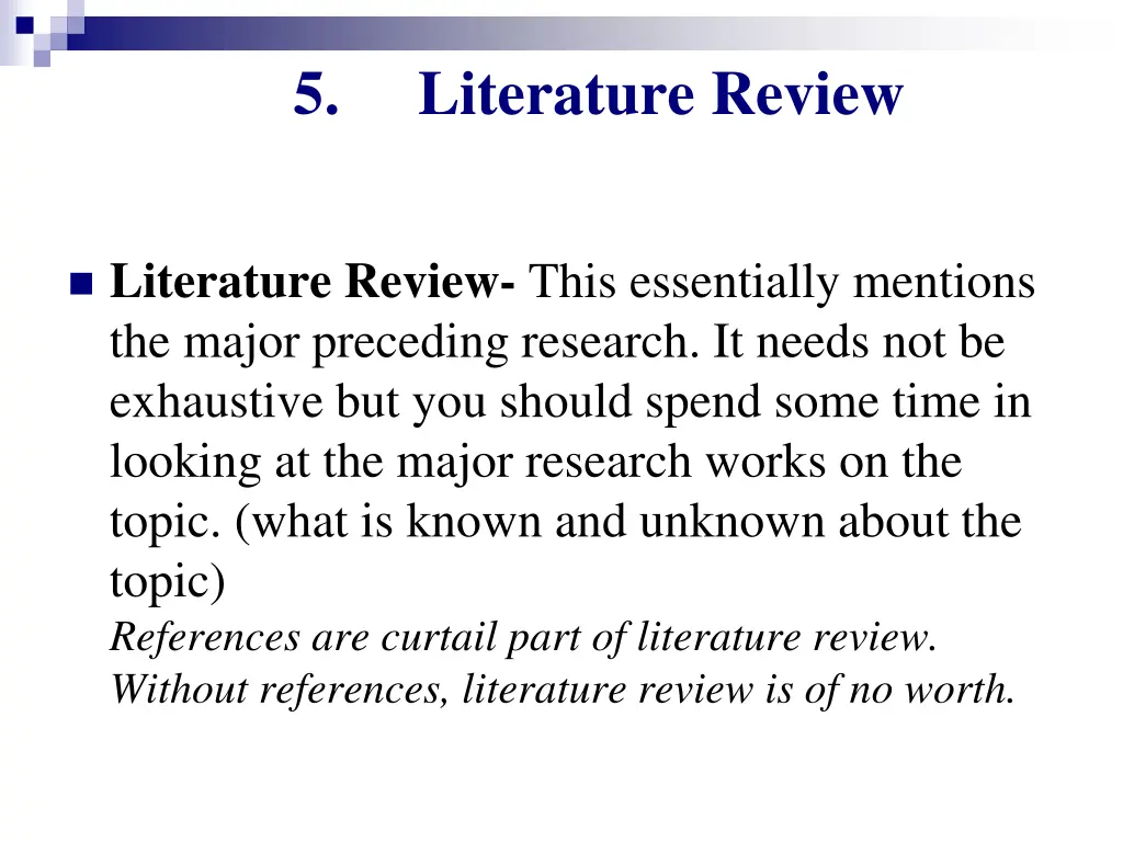 5 literature review
