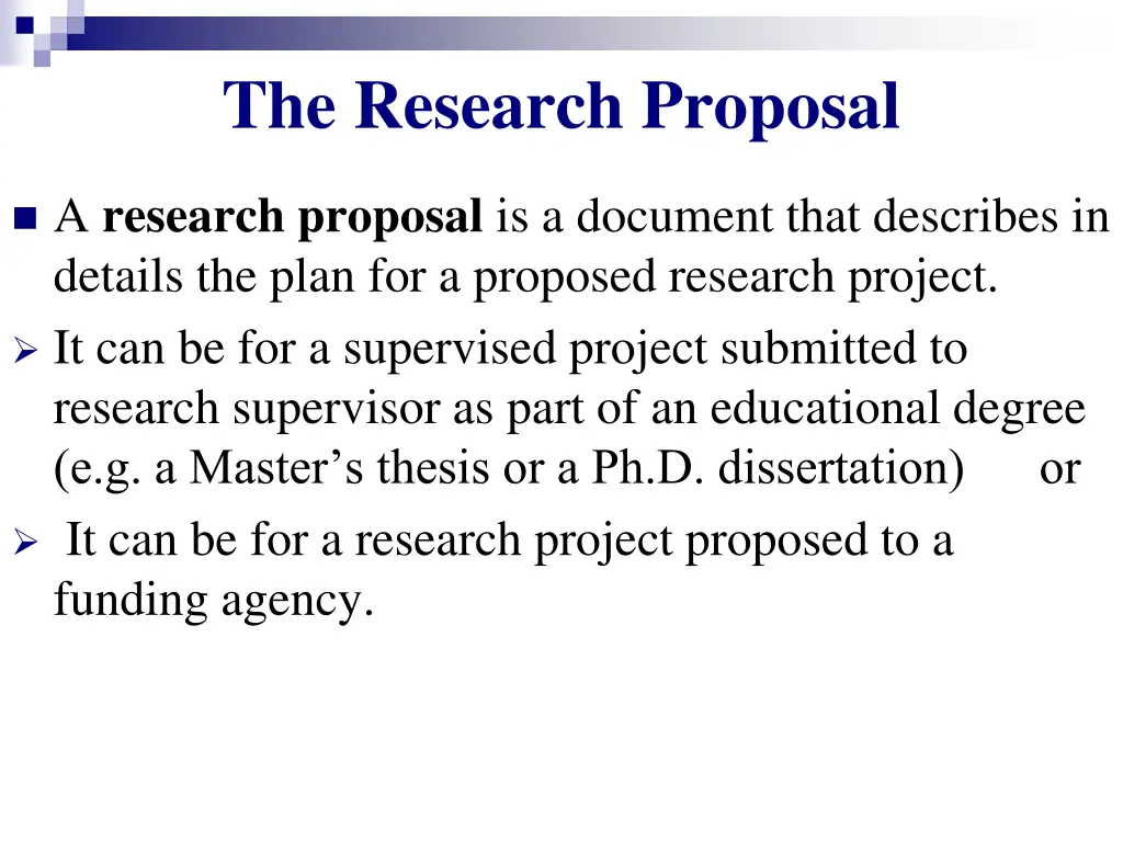 the research proposal
