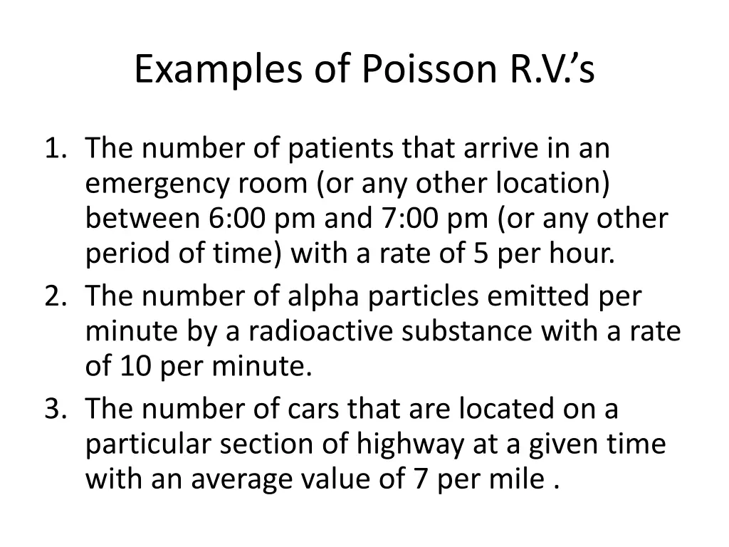 examples of poisson r v s