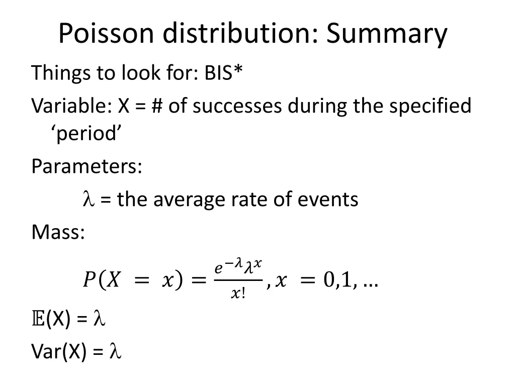 poisson distribution summary
