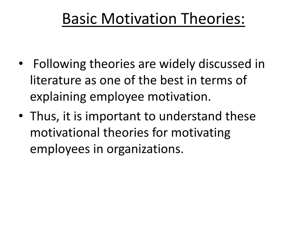 basic motivation theories