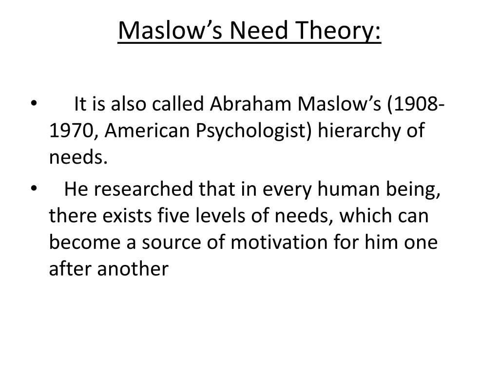 maslow s need theory